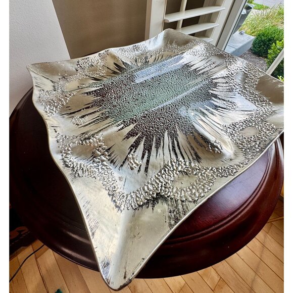 Mid-Century Modern Silver Burst Acrylic Platter Serving Tray Vintage 1960s-1970s - Picture 3 of 13